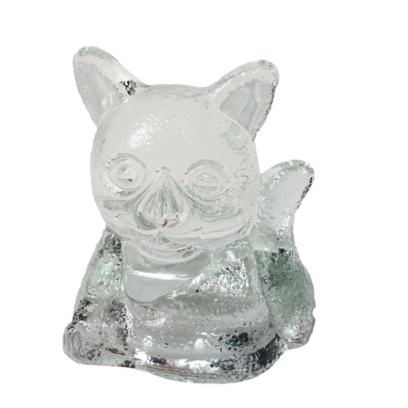 PartyLite Glass Kitten Cat Tea Light Candle Holder Clear Heavy Glass P0548 - Picture 1 of 7